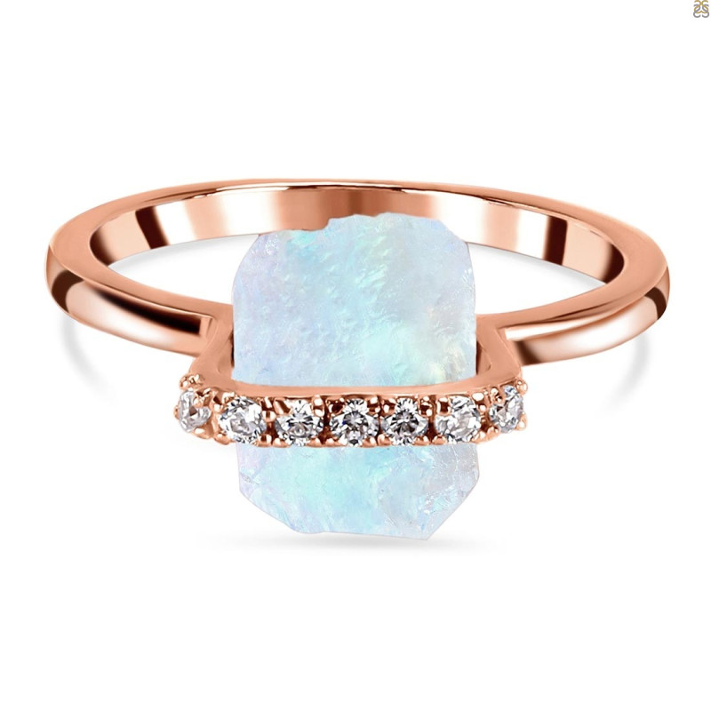 Moonstone Raw Crystal & White Topaz Ring RBM-RR-381.