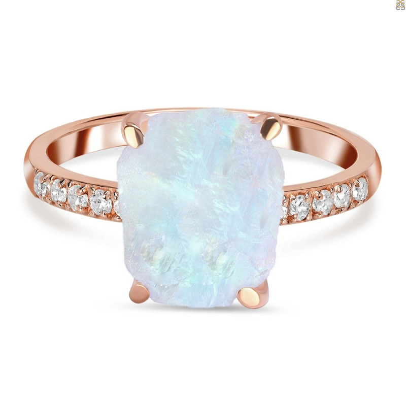 Moonstone Raw Crystal & White Topaz Ring RBM-RR-397.