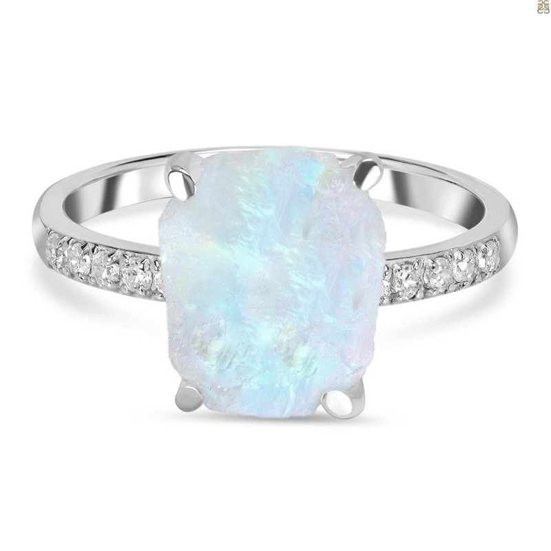 Moonstone Raw Crystal & White Topaz Ring RBM-RR-397.
