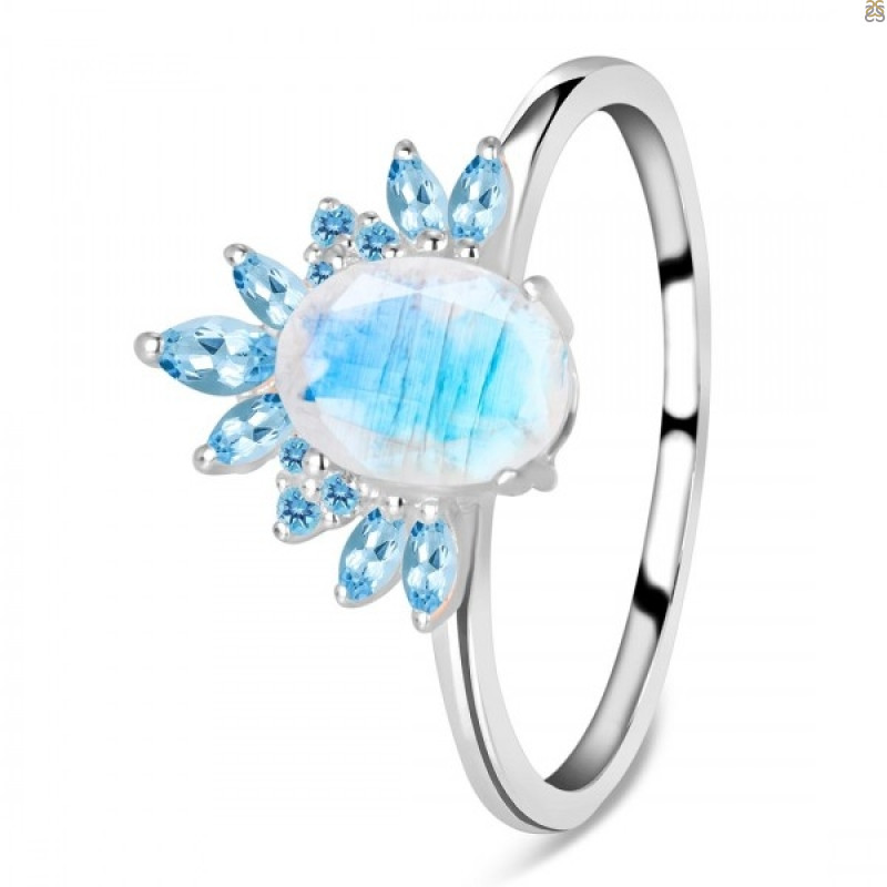 Moonstone & Blue Topaz Ring