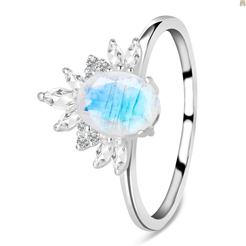 Moonstone & White Topaz Ring