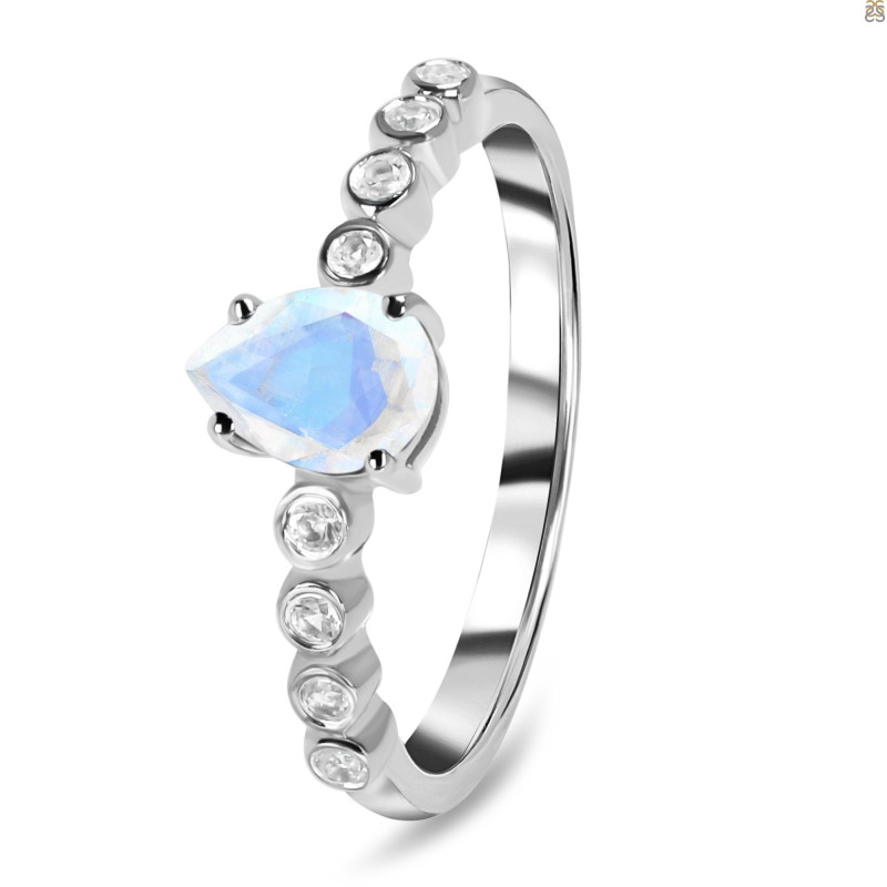 Moonstone & White Topaz Ring