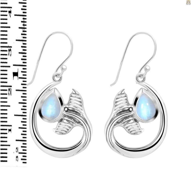 Moonstone Whale Tail Earring RBM-RUE-28.