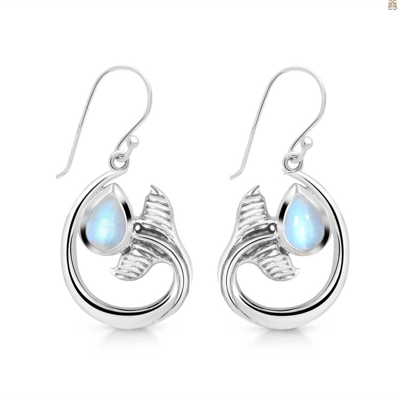 Moonstone Whale Tail Earring RBM-RUE-28.