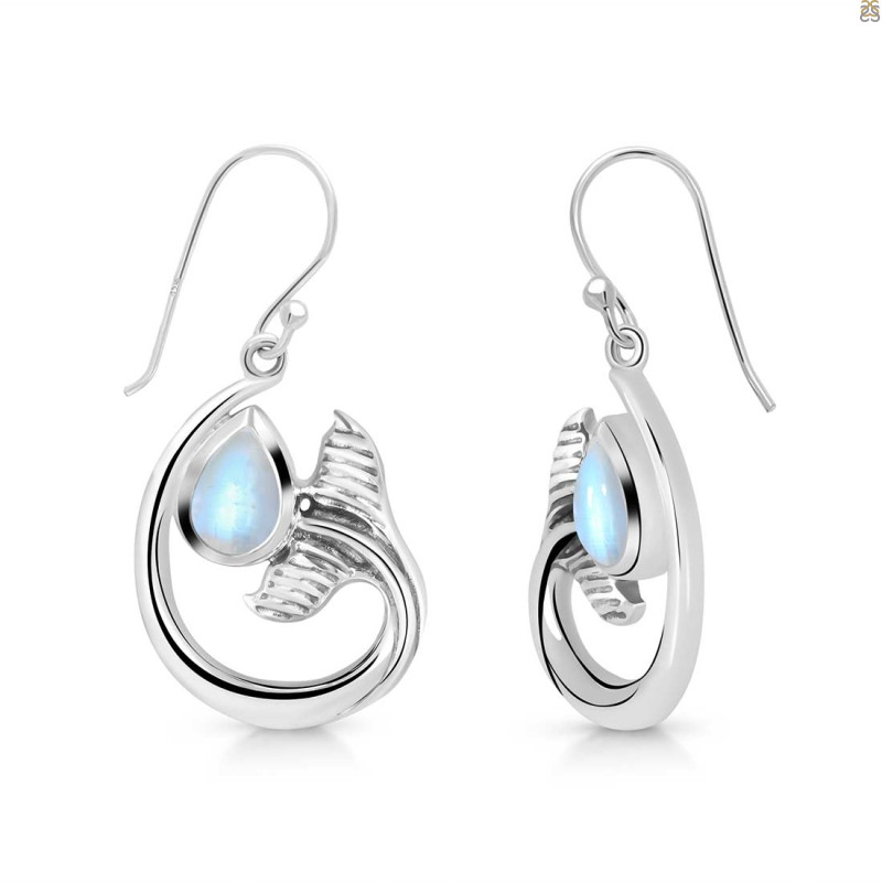 Moonstone Whale Tail Earring