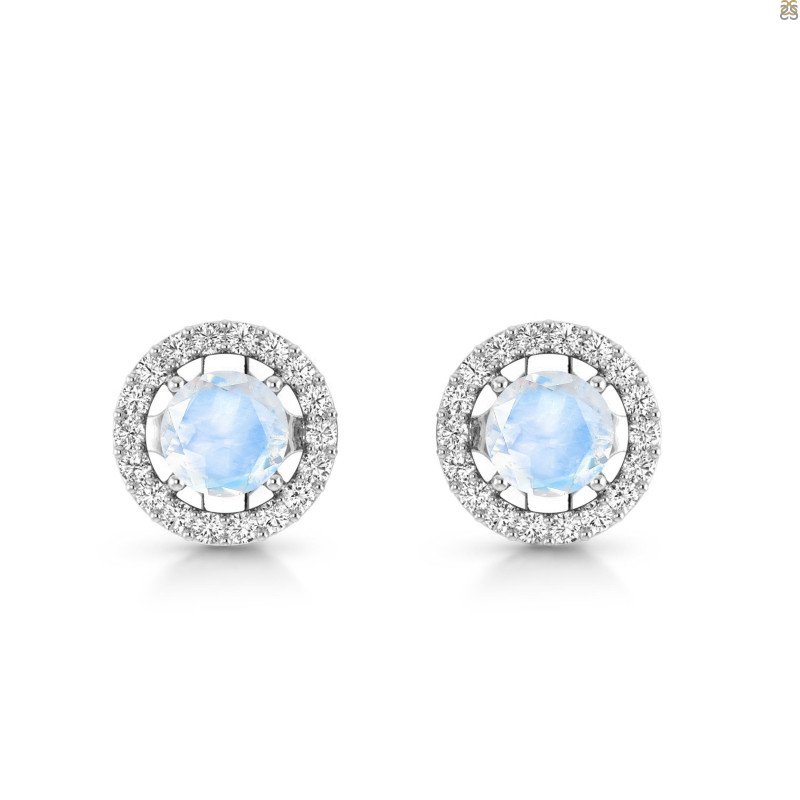 Moonstone & White Topaz Stud Earring RBM-RDE-985.