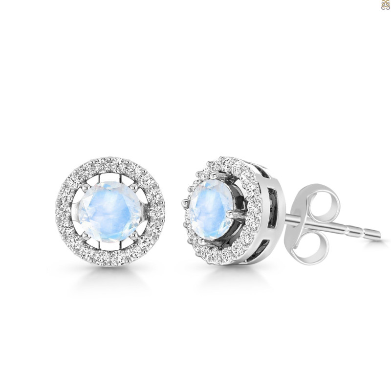 Moonstone & White Topaz Stud Earring
