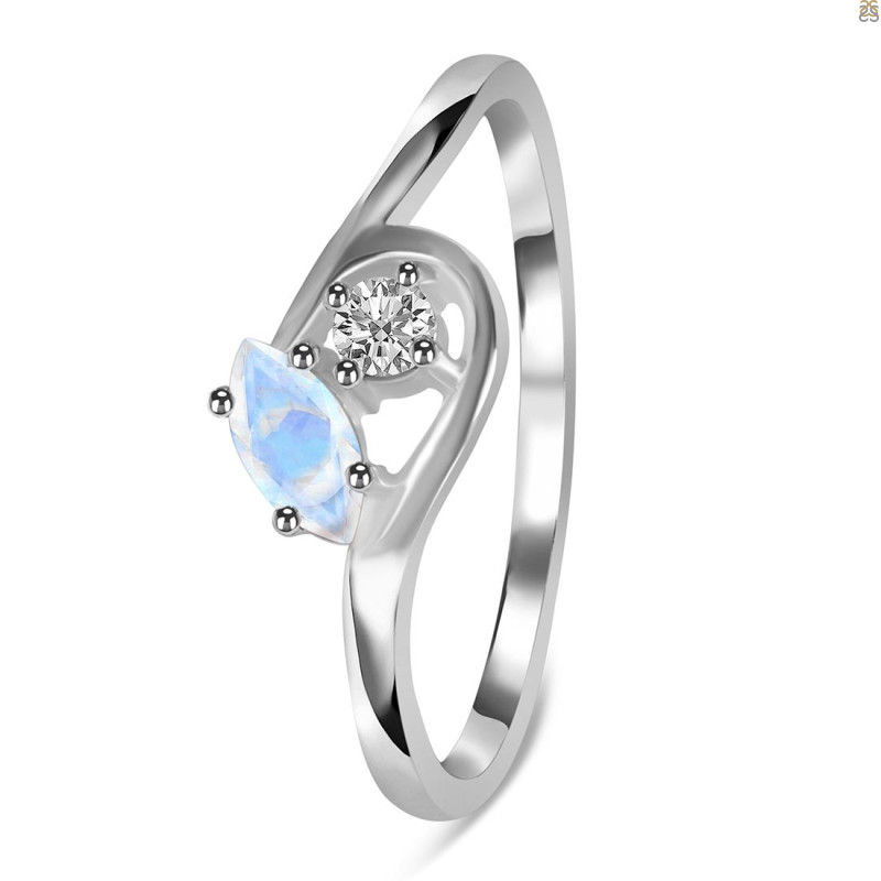Moonstone & White Topaz Ring