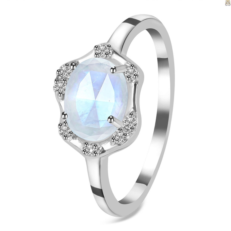 Moonstone & White Topaz Ring