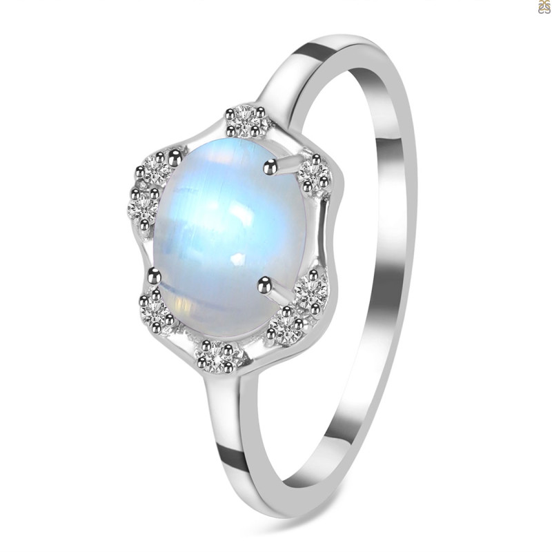 Moonstone & White Topaz Ring