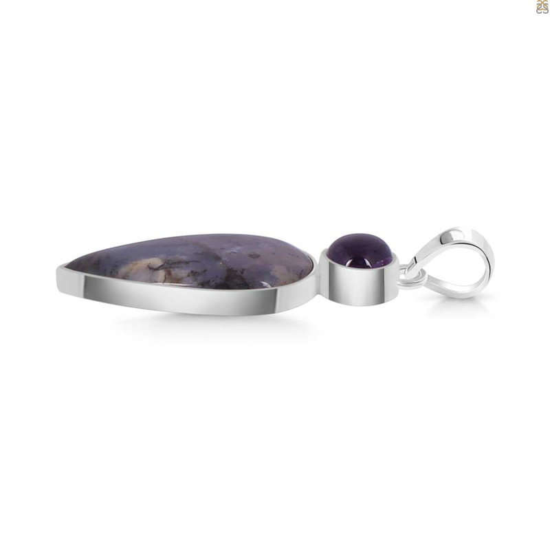 Russian Dendritic Agate/Amethyst Pendant-2SP RDA-1-112