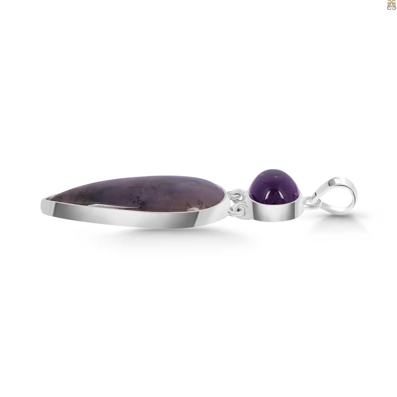 Russian Dendritic Agate/Amethyst Pendant-2SP RDA-1-115