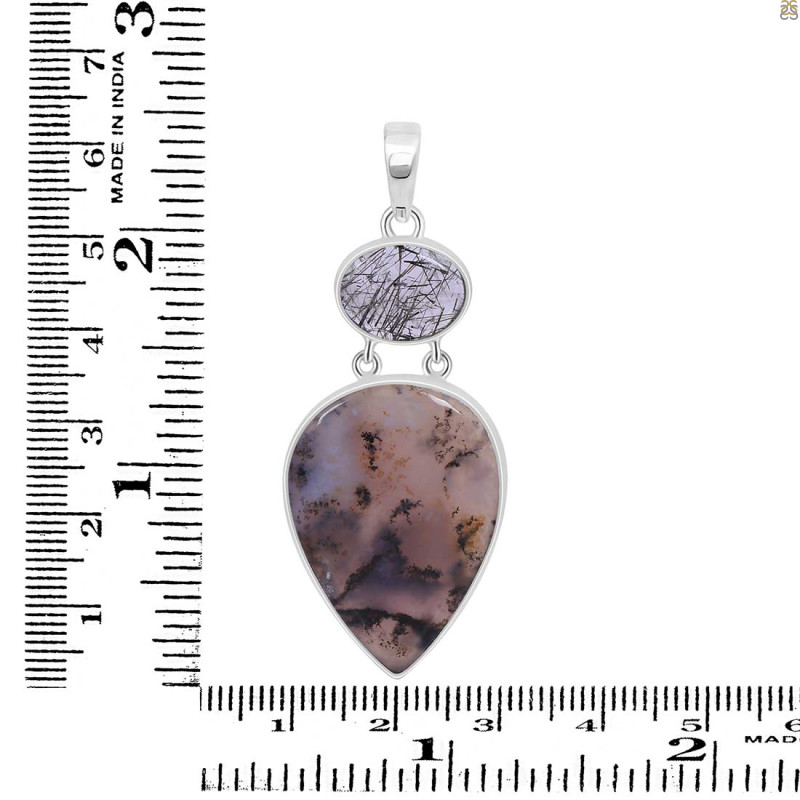 Russian Dendritic Agate/Black Rutile Pendant-2SP RDA-1-116