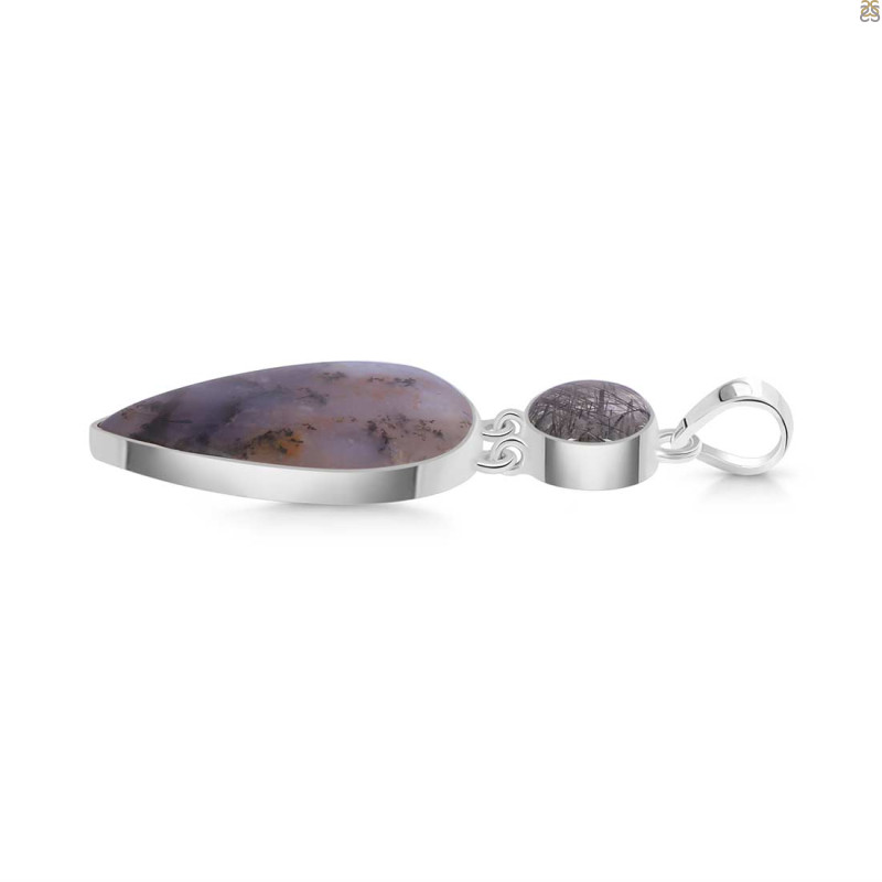 Russian Dendritic Agate/Black Rutile Pendant-2SP RDA-1-116