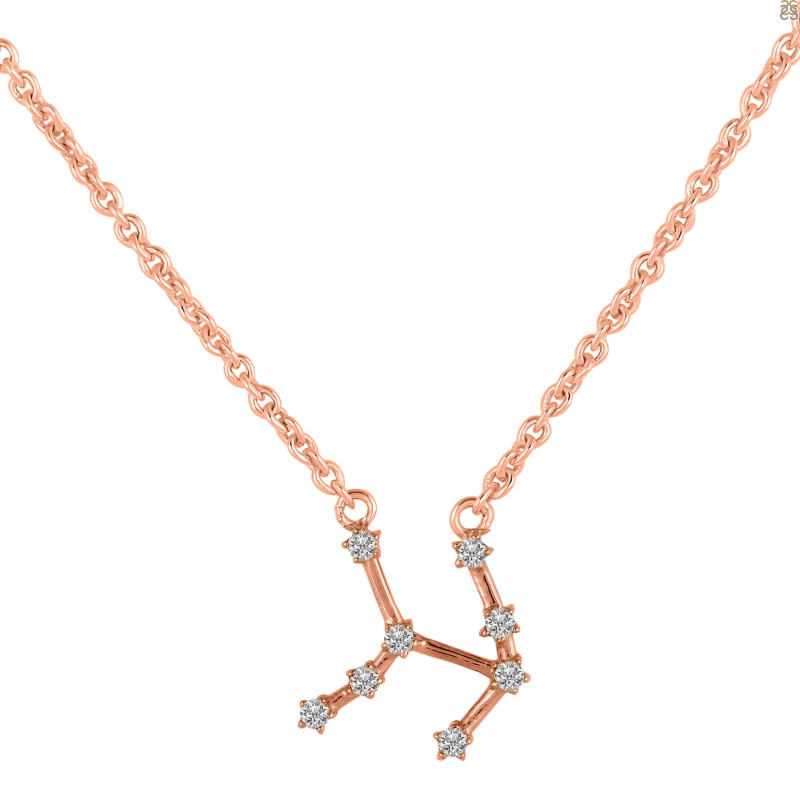 Taurus Zodiac Star Constellation with Cubic Zirconia Necklace CUZ-RDN-135.
