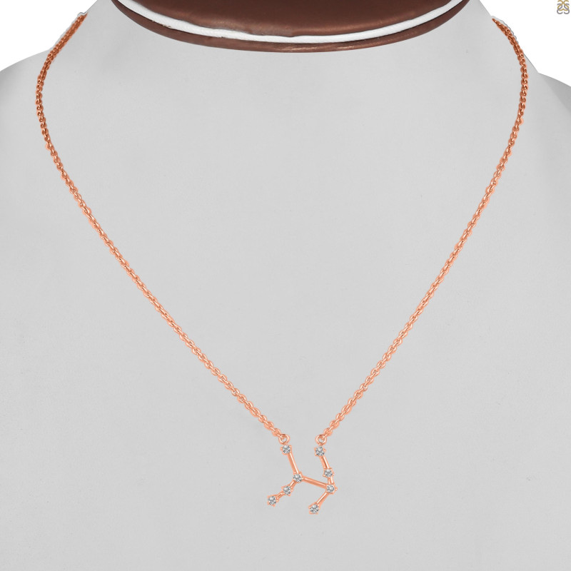 Taurus Zodiac Star Constellation with Cubic Zirconia Necklace CUZ-RDN-135.