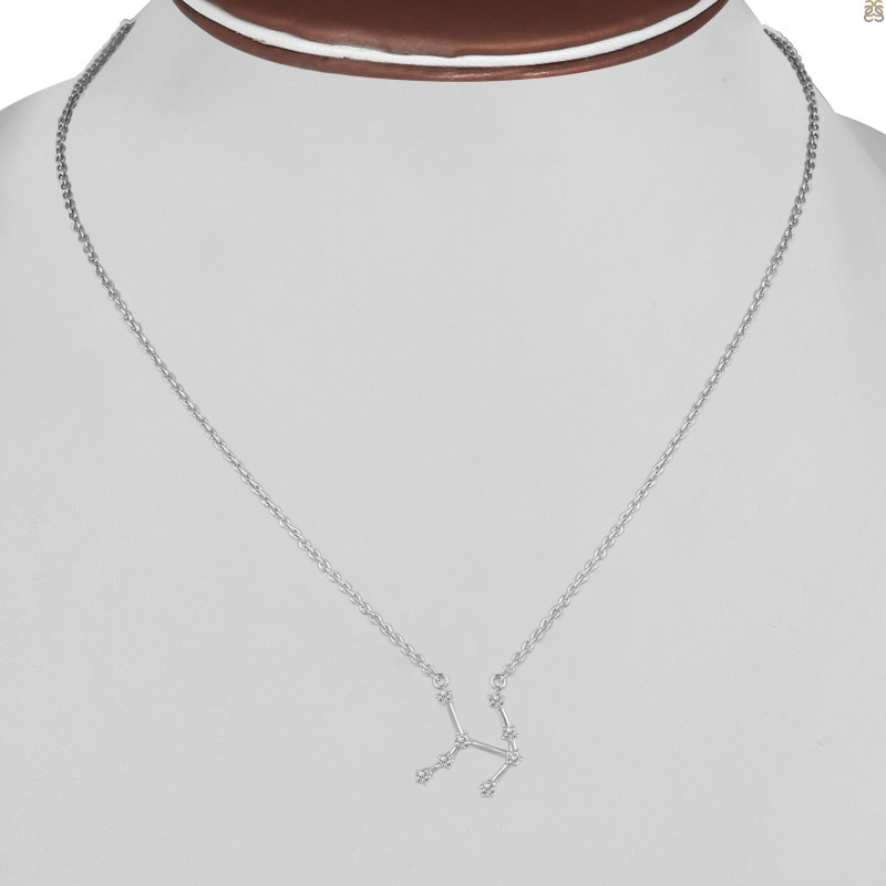 Taurus Zodiac Star Constellation with Cubic Zirconia Necklace CUZ-RDN-135.