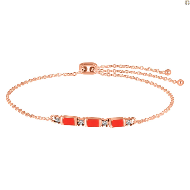 Red Onyx & White Topaz Bracelet
