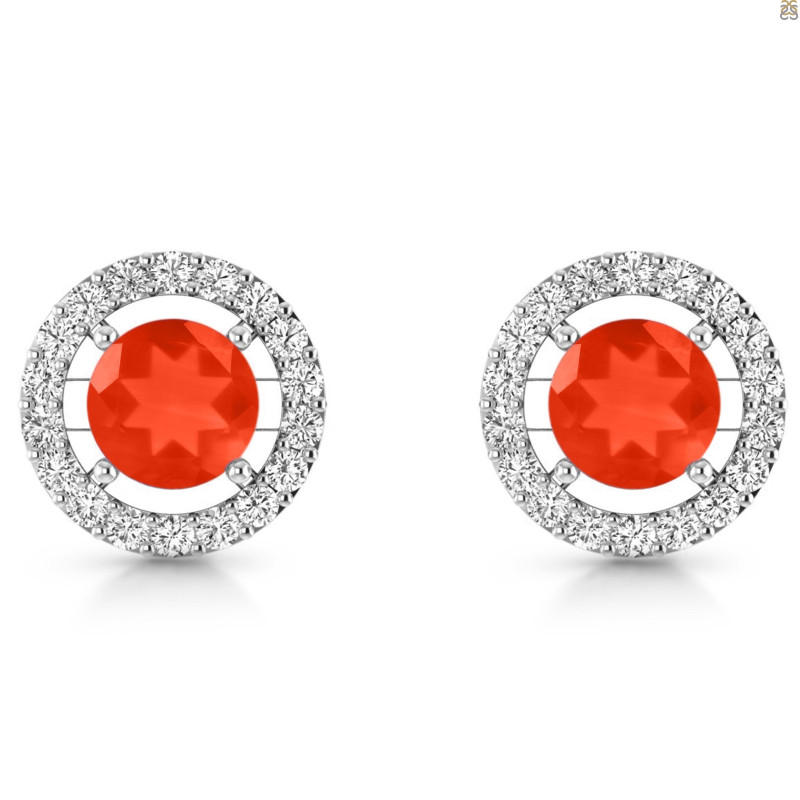 Red Onyx & White Topaz Stud Earring ROX-RDE-1003.
