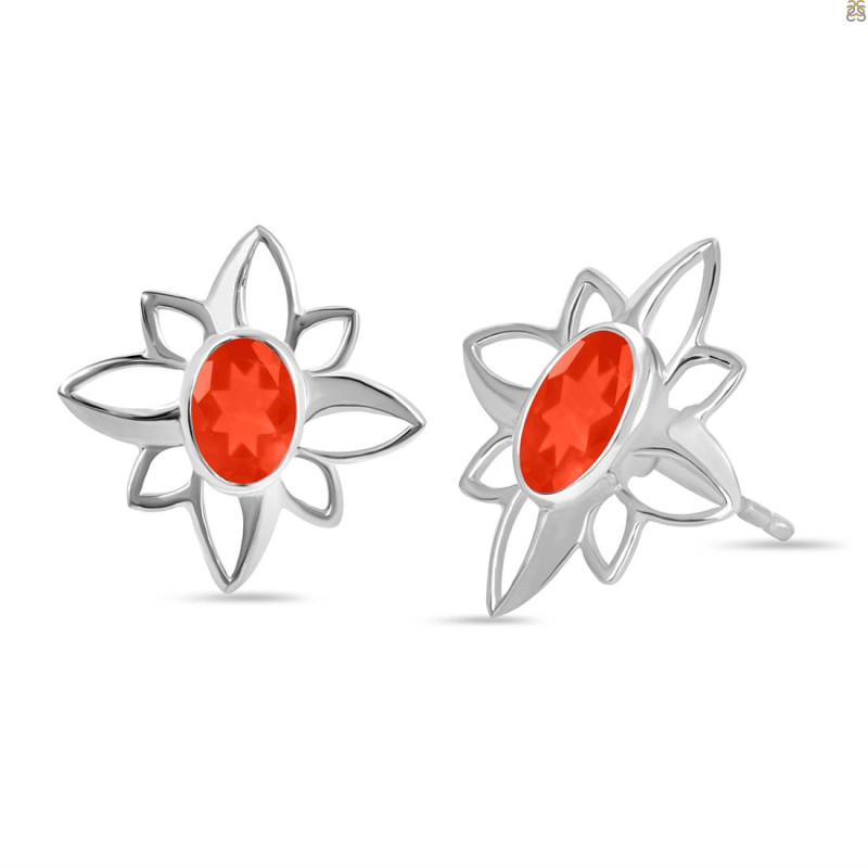 Red Onyx Stud Earring