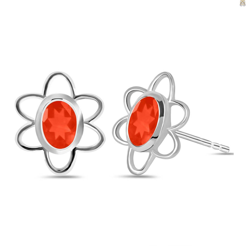 Red Onyx Stud Earring