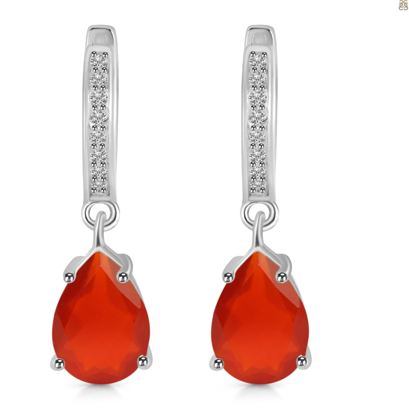Red Onyx & White Topaz Hoop Earring ROX-RDE-1223.