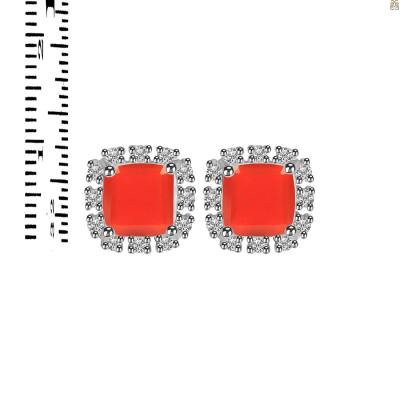 Red Onyx & White Topaz Stud Earring ROX-RDE-1263.