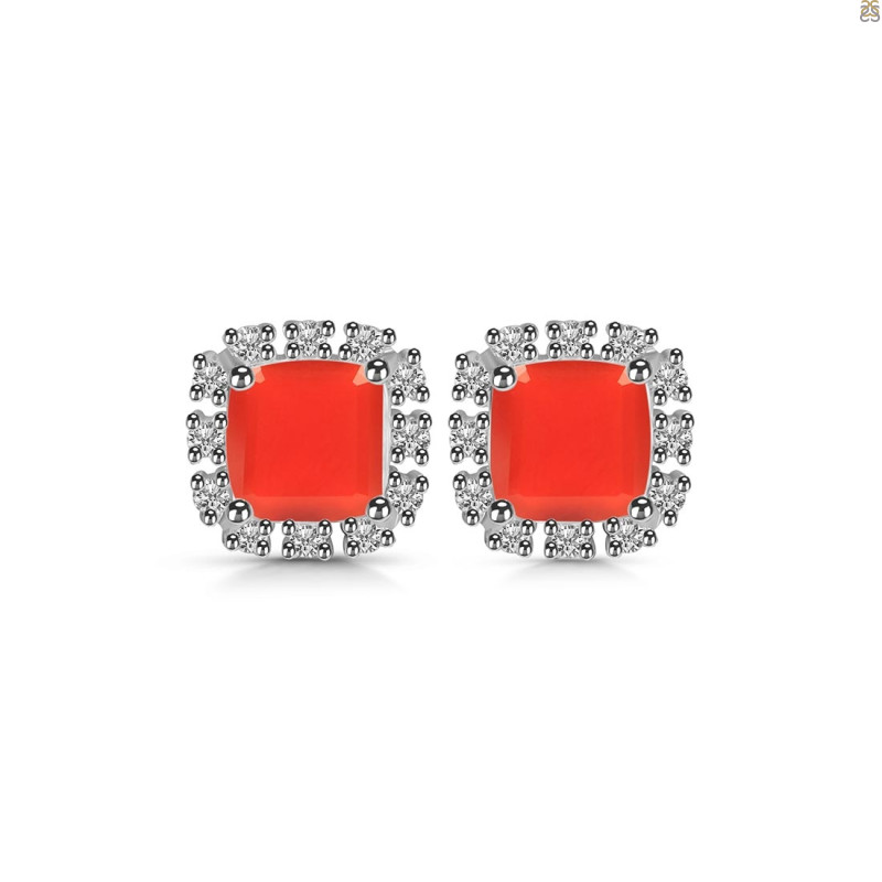 Red Onyx & White Topaz Stud Earring ROX-RDE-1263.