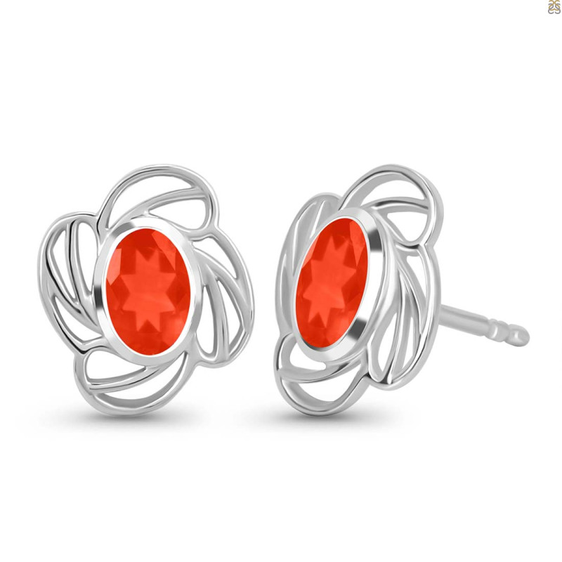 Red Onyx Stud Earring