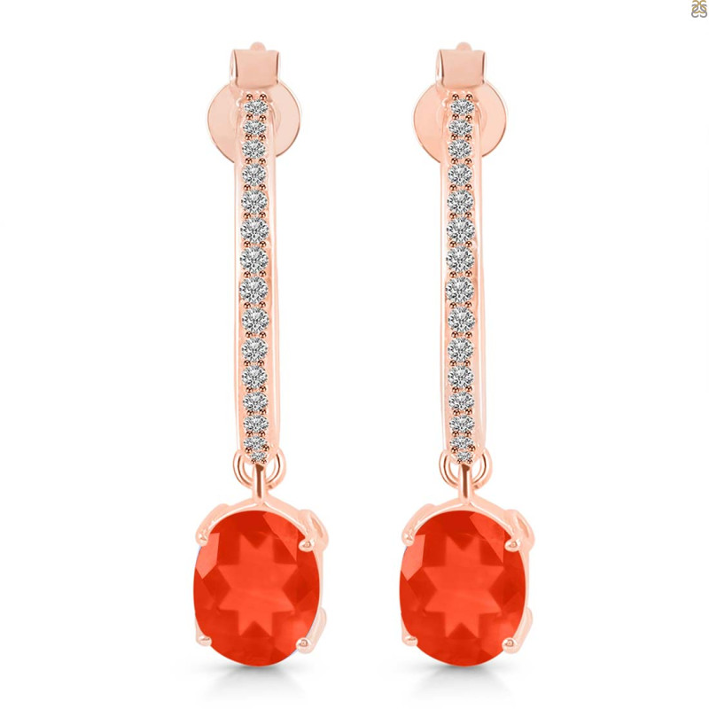 Red Onyx & White Topaz Hoop Earring ROX-RDE-1469.