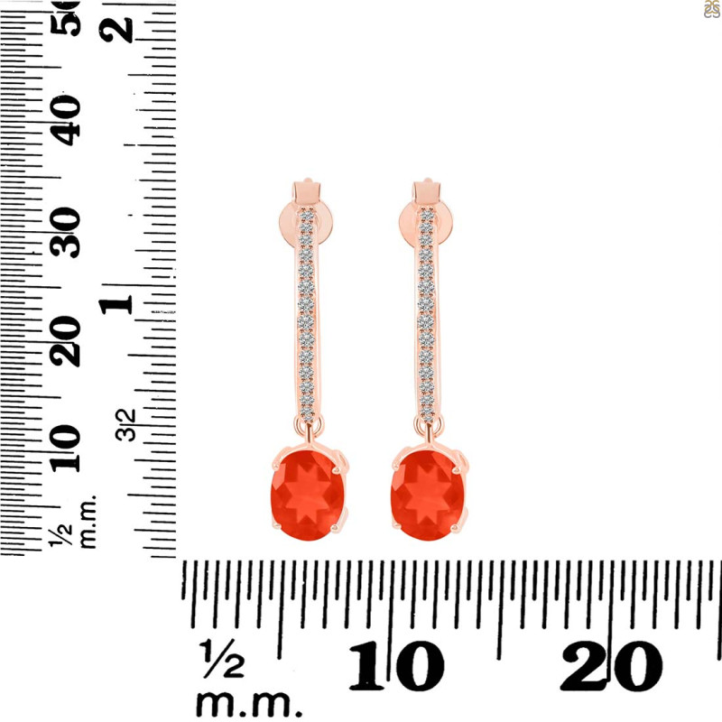 Red Onyx & White Topaz Hoop Earring ROX-RDE-1469.