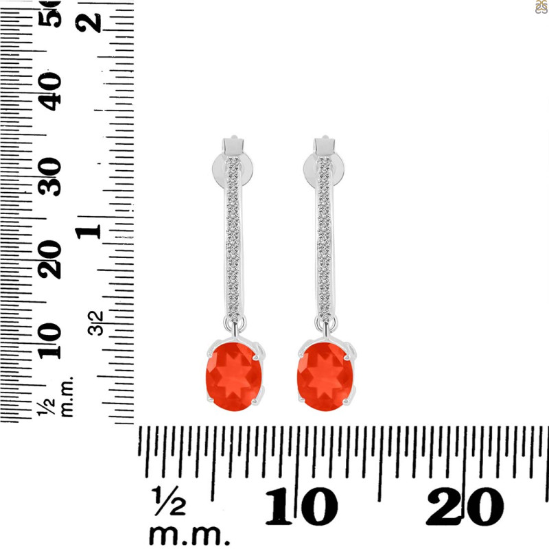 Red Onyx & White Topaz Hoop Earring ROX-RDE-1469.