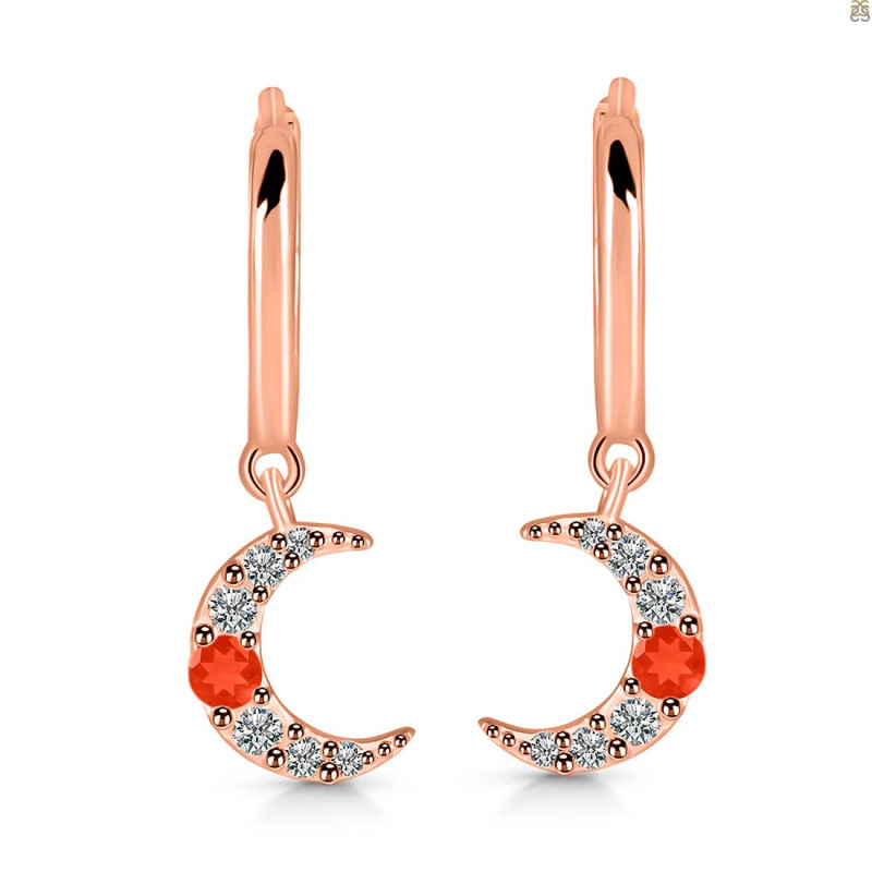 Red Onyx & White Topaz Hoop Earring ROX-RDE-1471.