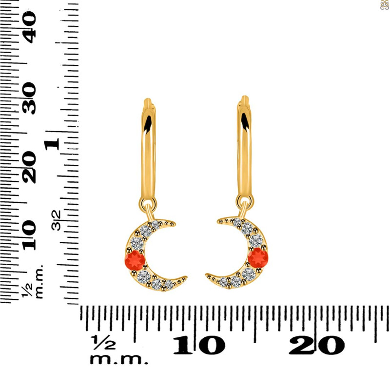 Red Onyx & White Topaz Hoop Earring ROX-RDE-1471.