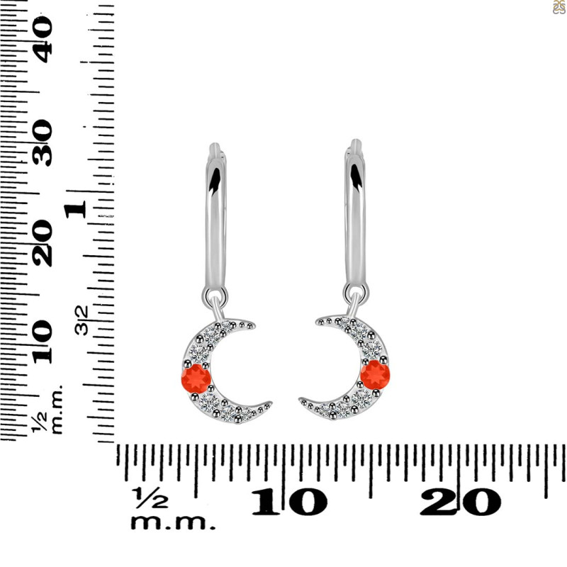 Red Onyx & White Topaz Hoop Earring ROX-RDE-1471.