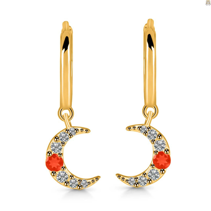 Red Onyx & White Topaz Hoop Earring ROX-RDE-1471.
