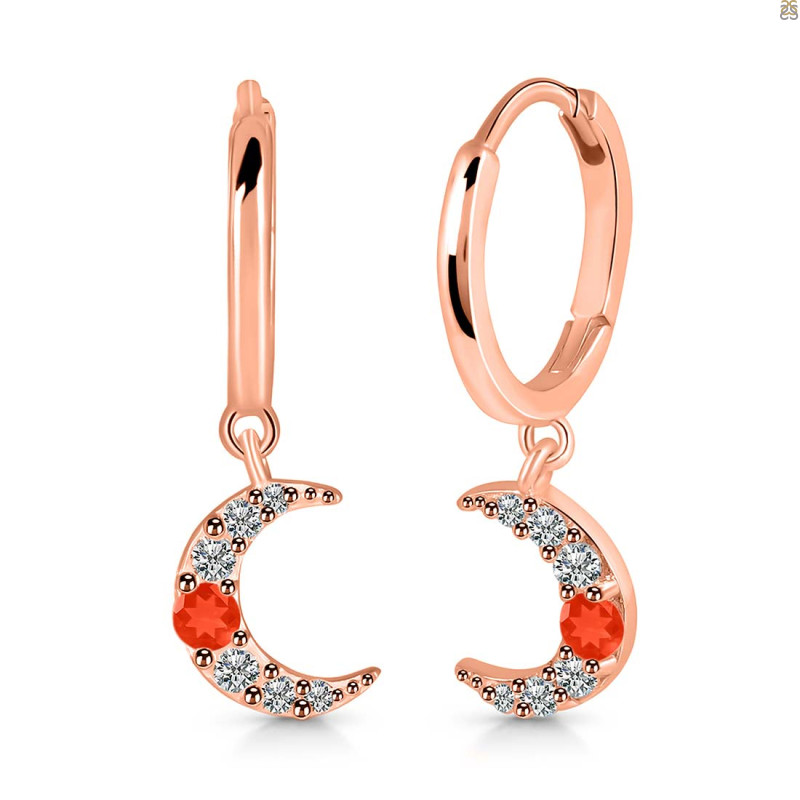 Red Onyx & White Topaz Hoop Earring ROX-RDE-1471.