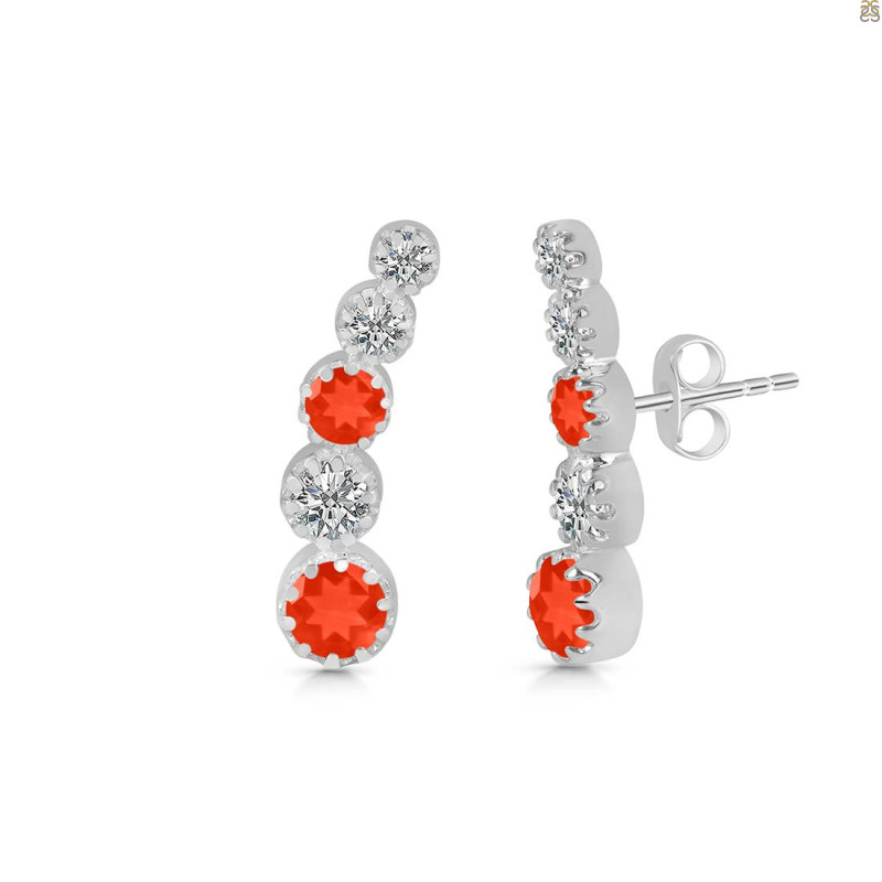 Red Onyx & White Topaz Stud Earring