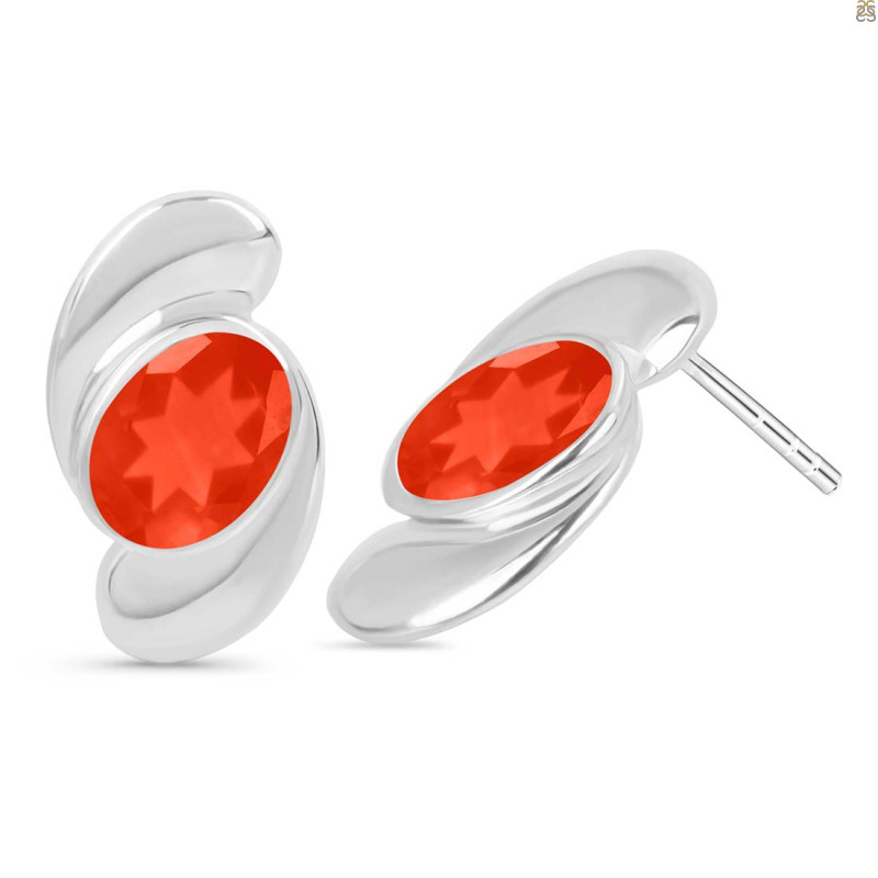 Red Onyx Stud Earring