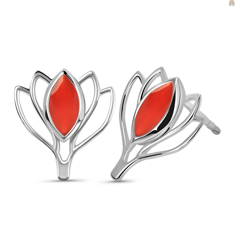 Red Onyx Stud Earring