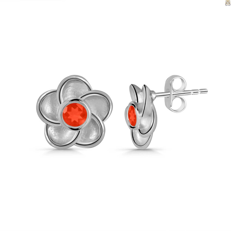 Red Onyx Stud Earring