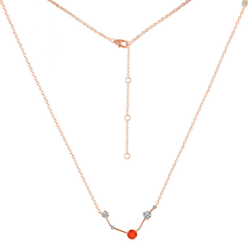 Aries Zodiac Star Constellation Red Onyx & White Topaz Necklace ROX-RDN-488.