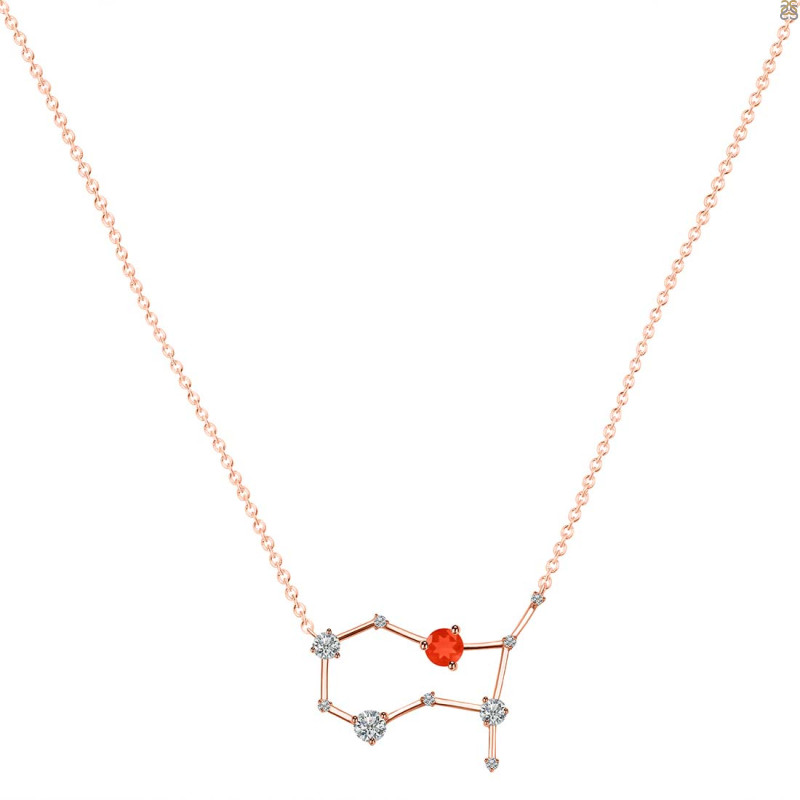 Gemini Zodiac Star Constellation Red Onyx & White Topaz Necklace ROX-RDN-490.
