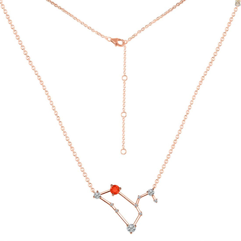 Leo Zodiac Star Constellation Red Onyx & White Topaz Necklace ROX-RDN-493.