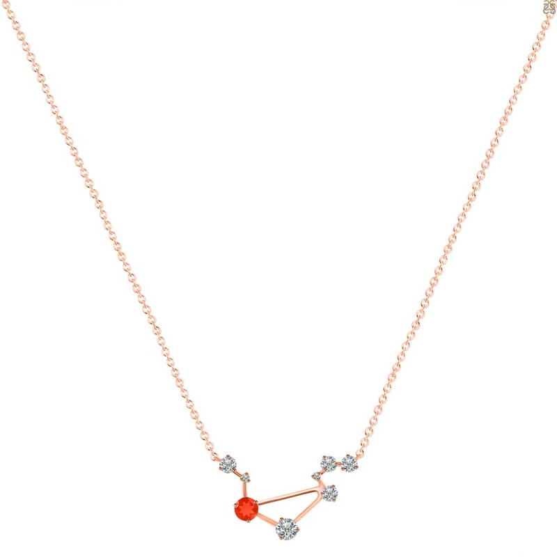 Libra Zodiac Star Constellation Red Onyx & White Topaz Necklace ROX-RDN-494.