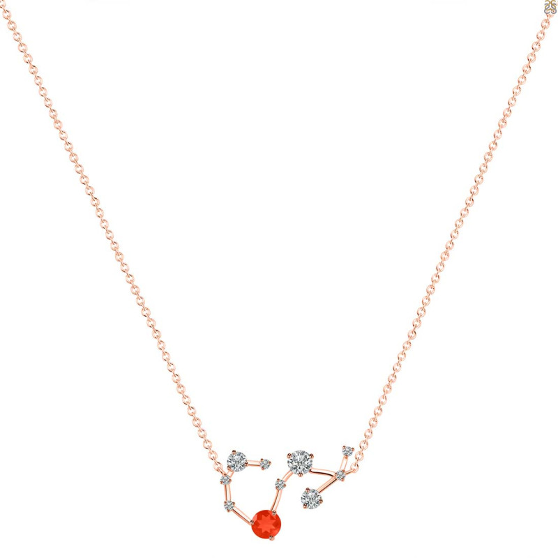 Scorpio Zodiac Star Constellation Red Onyx & White Topaz Necklace ROX-RDN-495.