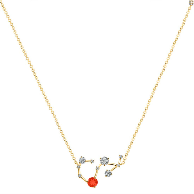 Scorpio Zodiac Star Constellation Red Onyx & White Topaz Necklace ROX-RDN-495.
