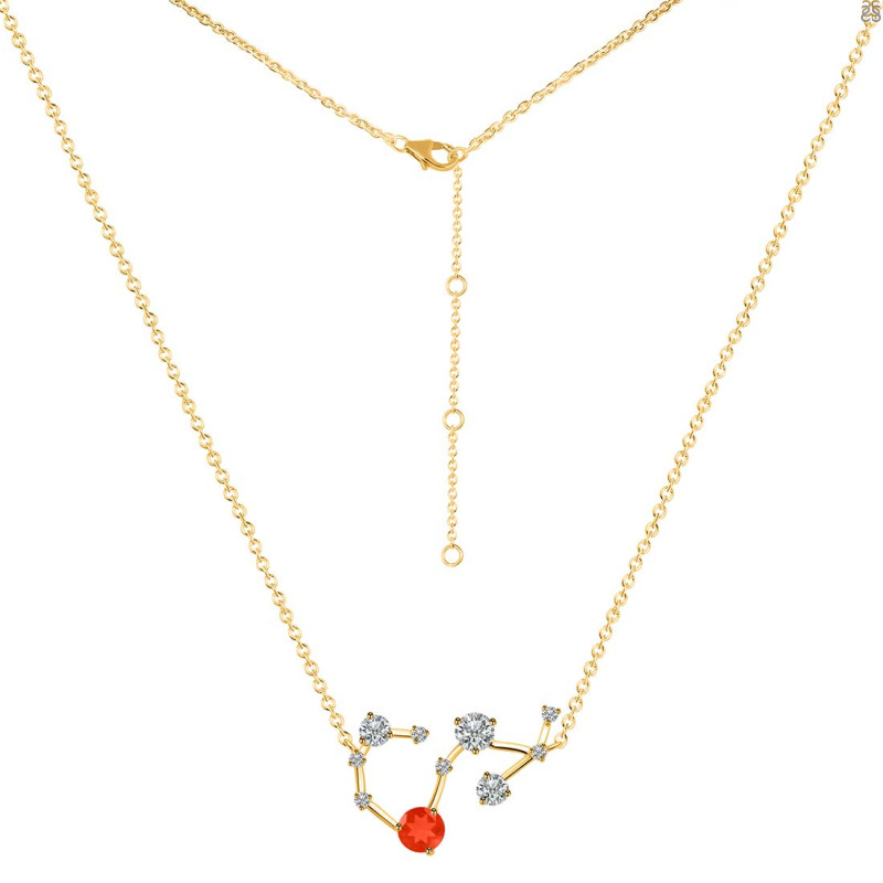 Scorpio Zodiac Star Constellation Red Onyx & White Topaz Necklace ROX-RDN-495.