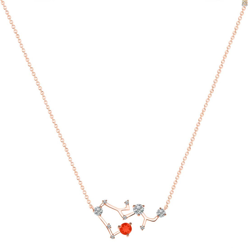 Sagittarius Zodiac Star Constellation Red Onyx & White Topaz Necklace ROX-RDN-496.
