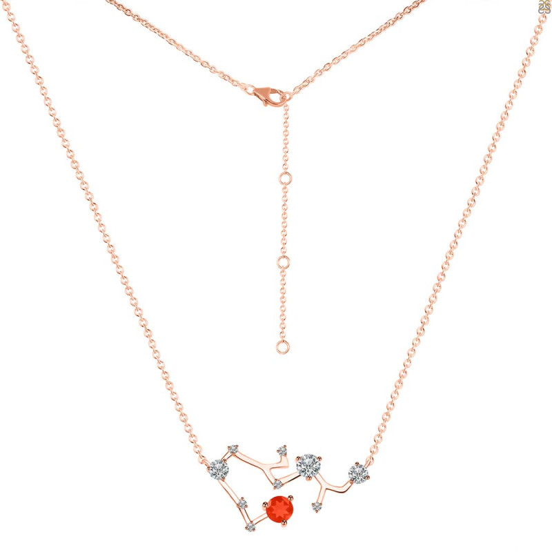 Sagittarius Zodiac Star Constellation Red Onyx & White Topaz Necklace ROX-RDN-496.
